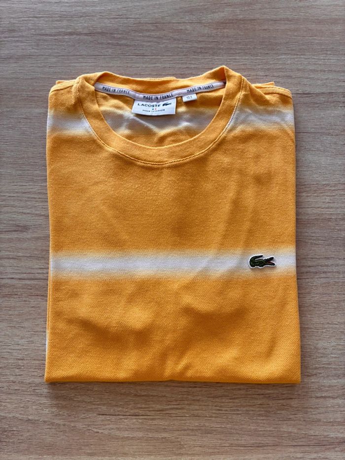 T-shirt Lacoste, rayé Jaune et crème, taille S, homme