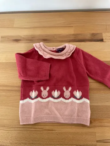 Pull lapin à col volanté 9m-71cm
