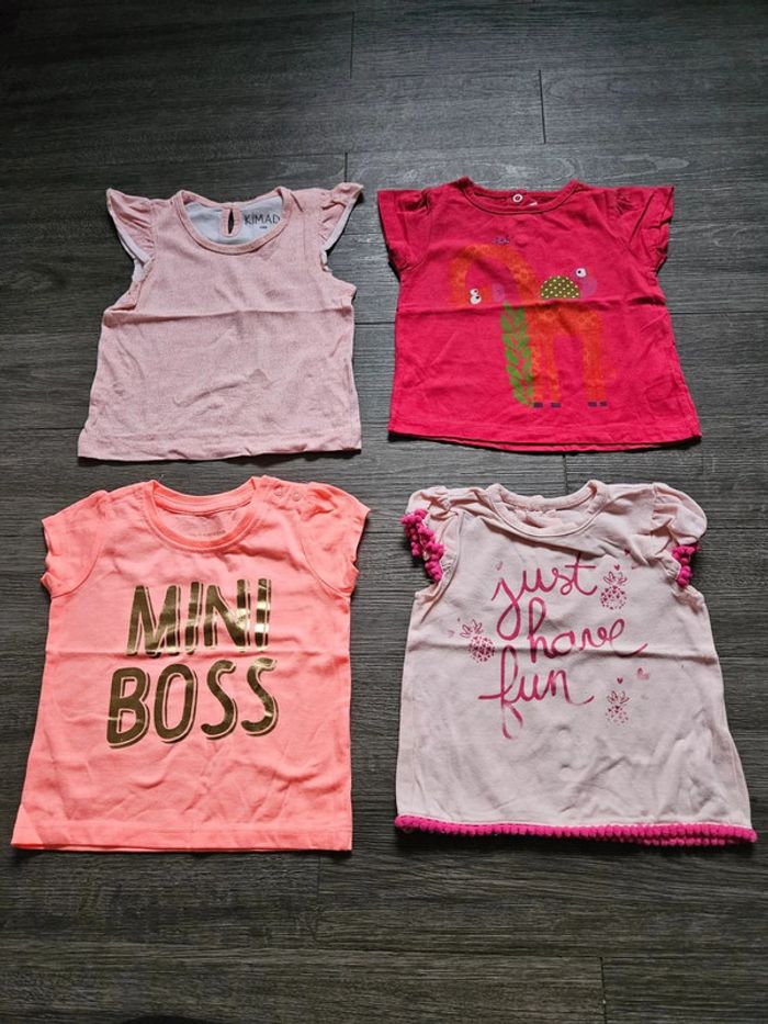 Lot de 4 tee-shirts manches courtes fille taille 6 mois