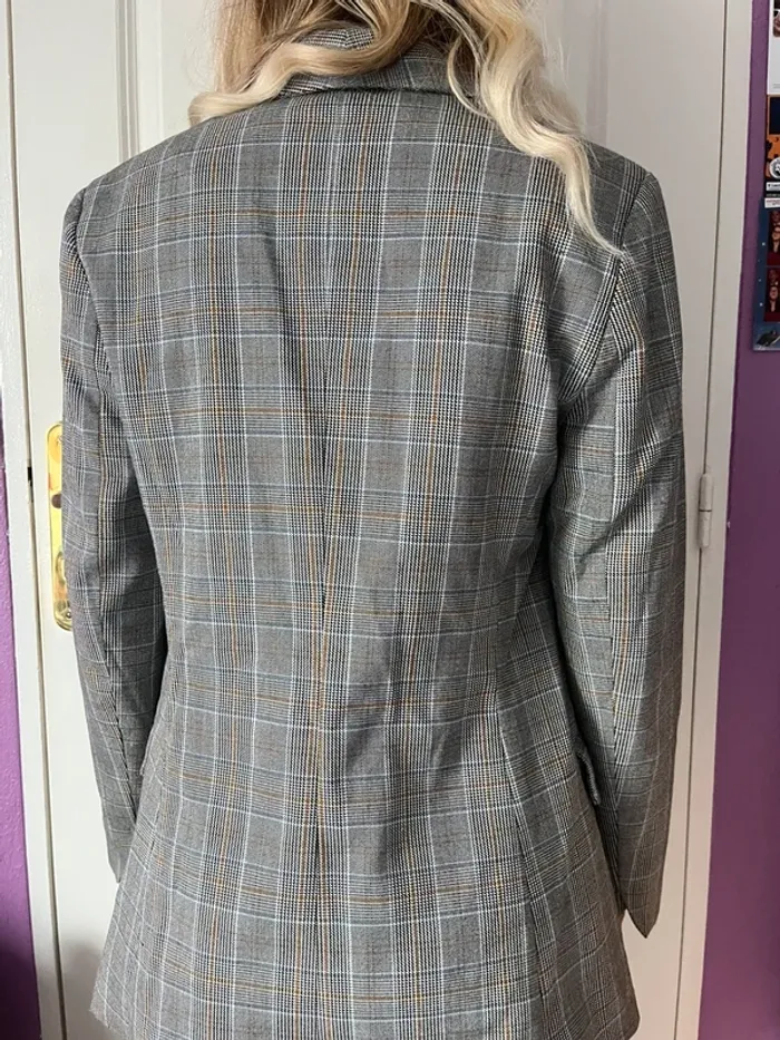 Veste blazer carreaux gris cache cache - photo numéro 3
