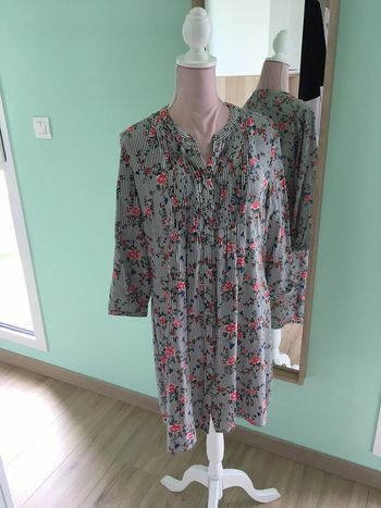 Robe chemise rayée fleurie
