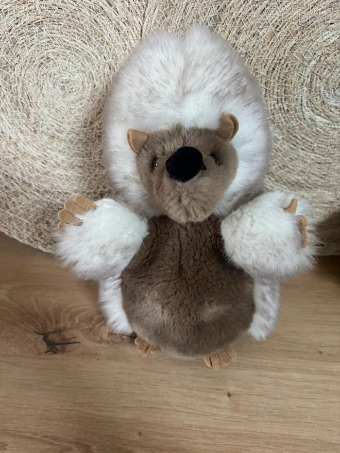 Vintage peluche hérisson blanc marron joual - photo numéro 2