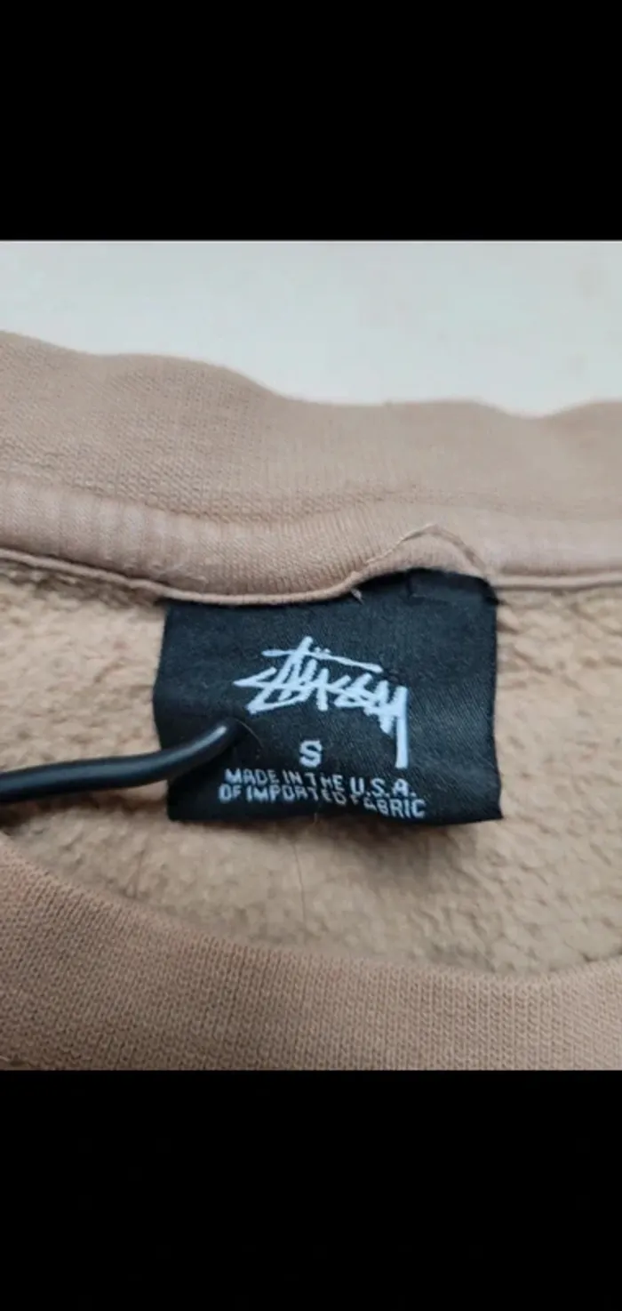 Sweat pull veste stussy beige moutarde marron S - photo numéro 4
