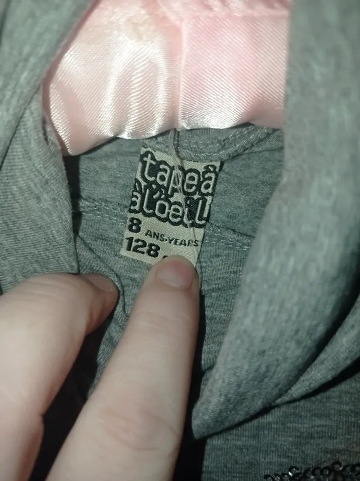 T-shirt manche longue Col roulé gris pour enfants - photo numéro 4