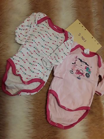 Lot de 2 bodies bébé fille 3 mois