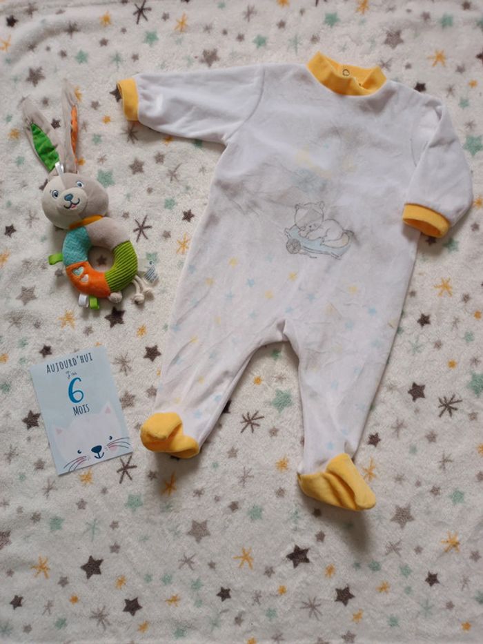 Pyjama blanc jaune chat