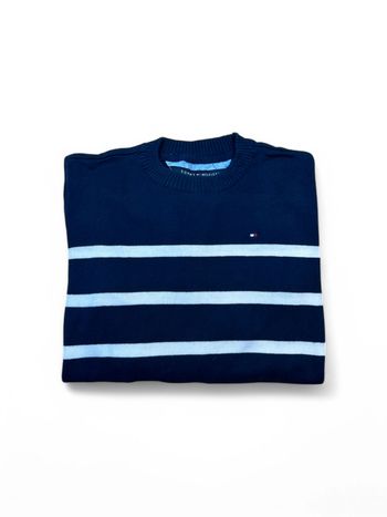 Pull Tommy Hilfiger Enfant M (12-14 ans) Marine Rayé Blanc - Très Bon État - Léger Défaut ST053