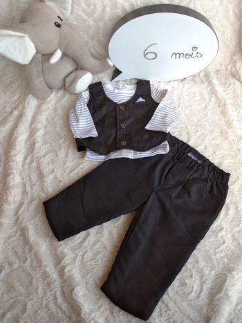 Ensemble (pantalon+boléro+tee shirt manche longue panda) Garçon 6 mois In Extenso