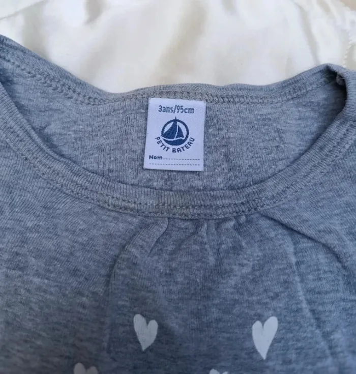 T-shirt manches longues gris ours 3 ans 95 cm bateau - photo numéro 3