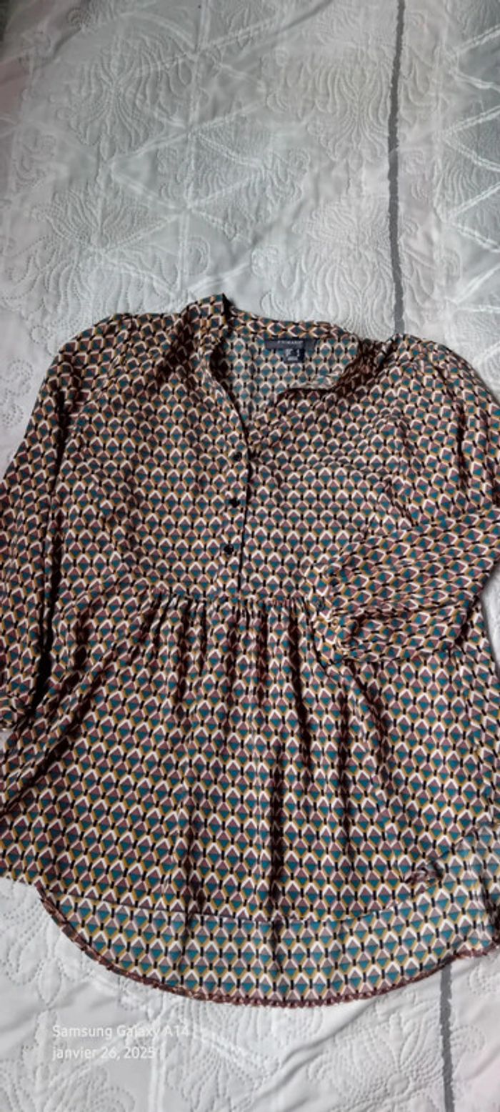 Tunique fluide motif losanges arlequin coloré marron femme xs primark - photo numéro 7