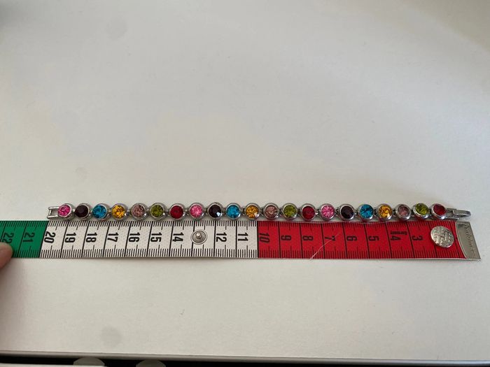 Parure bracelet et broche avec strass brillants multicolores - photo numéro 12