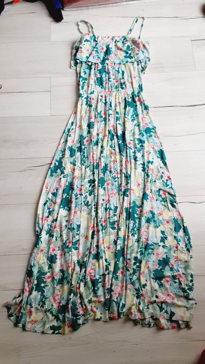 Vêtement femme robe longue bretelles amovibles motifs fleurs Jacqueline Riu taille 1 - photo numéro 4