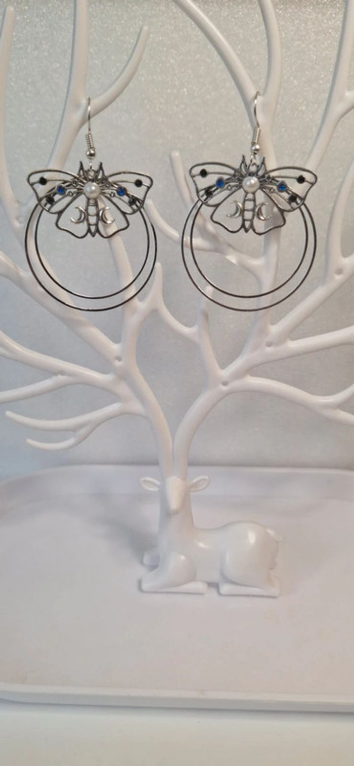 Boucles d'oreilles gros papillon - photo numéro 2