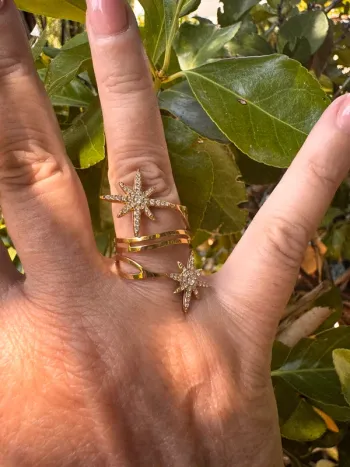 Grande acier inoxydable or étoile soleil zircons acier inoxydable or réglable