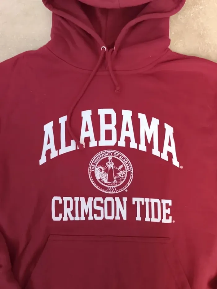 Sweat capuche universitaire rouge homme flocage Alabama taille S - photo numéro 3