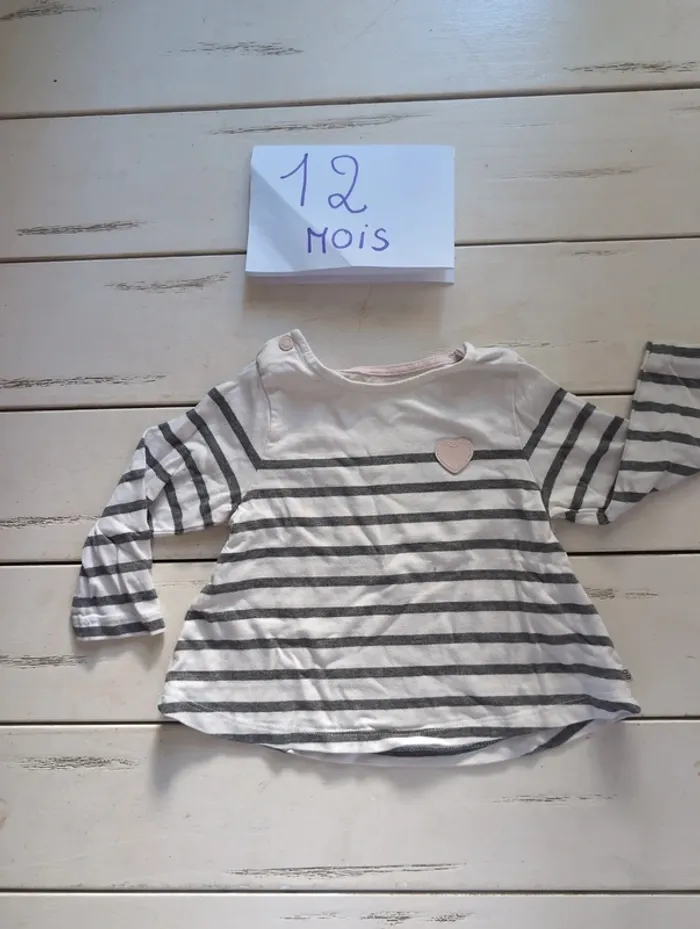 Tee shirt marinière bébé fille 12 mois