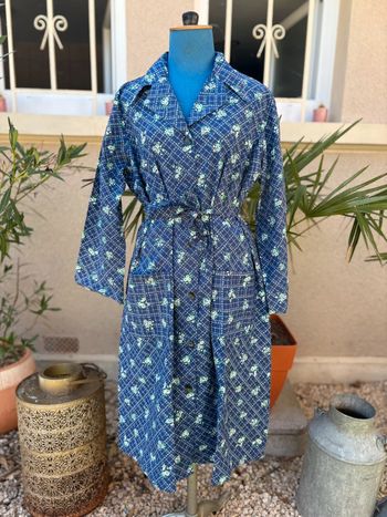 Robe blouse à motif fleuri - des années 70 - en très bon état - taille 42/XL
