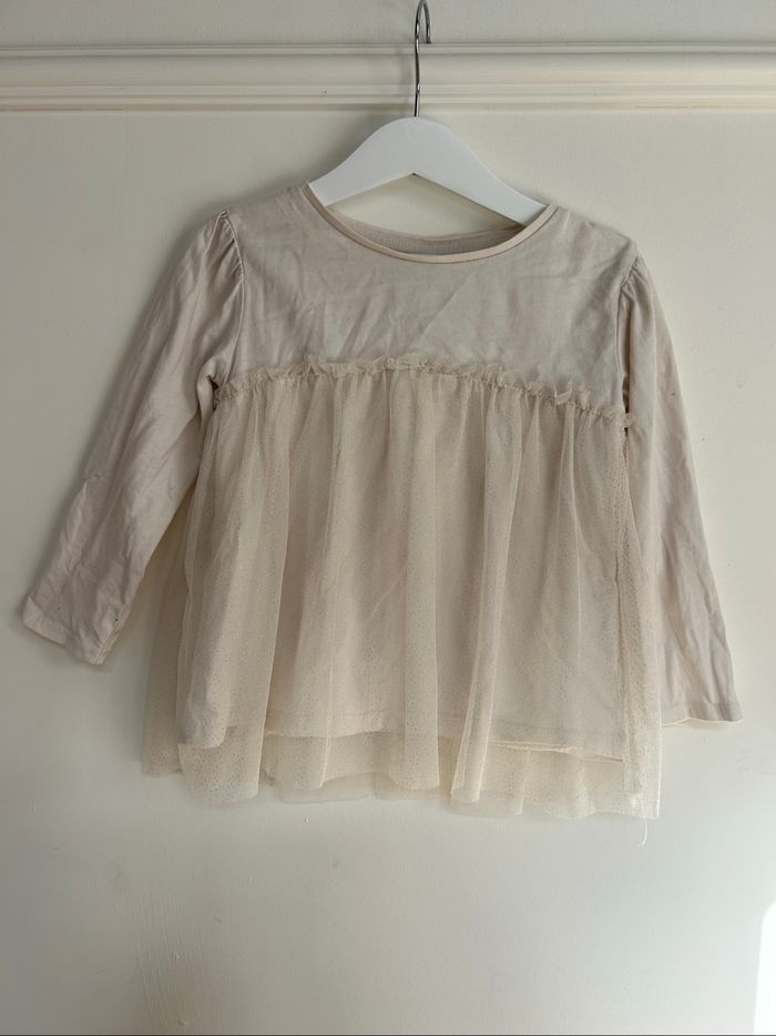 Tee shirt manches longues avec tulle et paillettes - 4/5 ans - Zara
