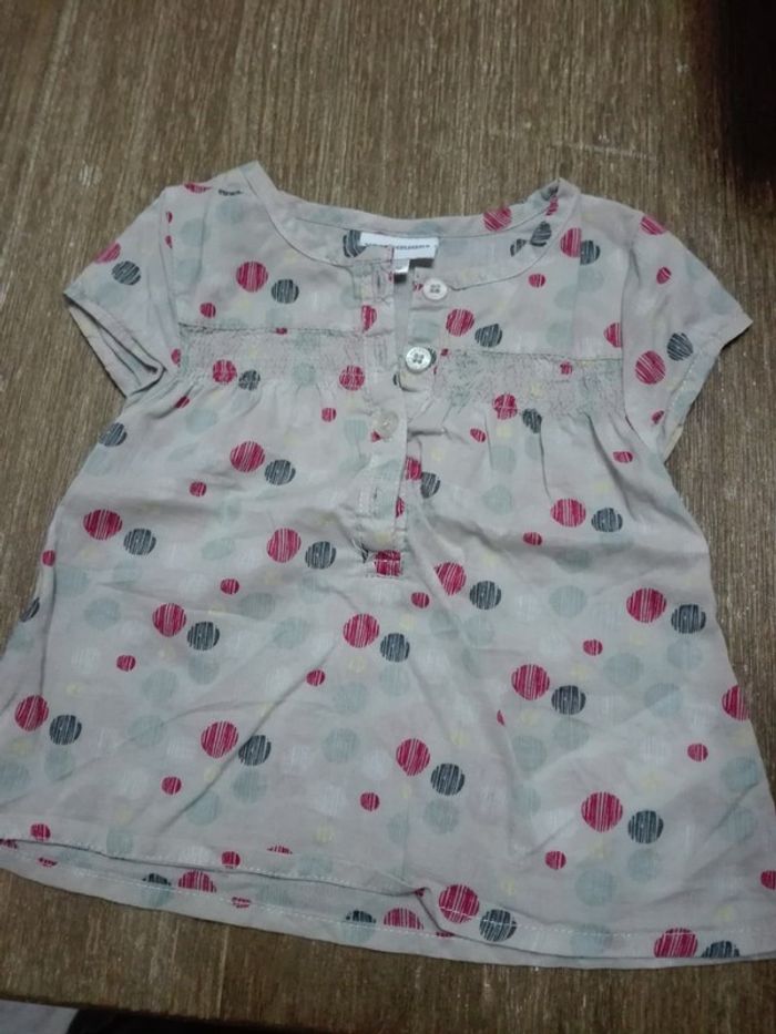 Chemisier beige graphique rond bébé fille 6 mois vertbaudet