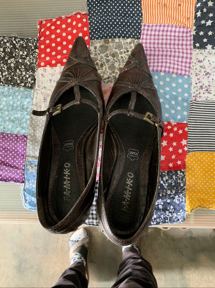 Chaussures marron à petit talon - photo numéro 2