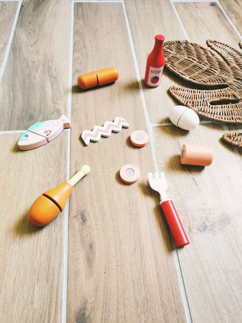 🍗Dinette charcuterie divers aliments poisson, poulet.. à scratch. en bois