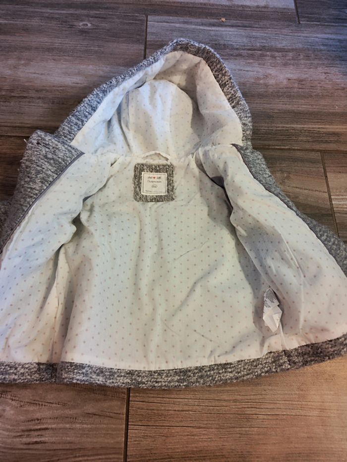 Manteau avec capuche gris blanc Unit Girl Outerwear Taille 6 mois - photo numéro 2