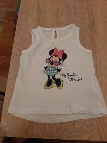T-shirt sans manche neuf blanc Minnie 9 mois C&A