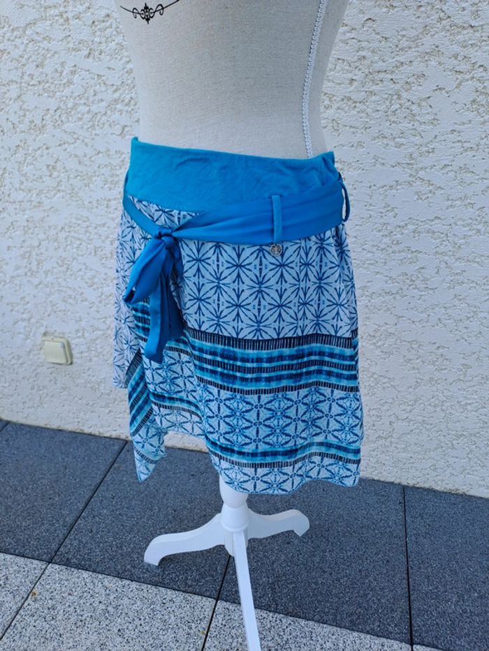 Mini jupe trapèze imprimé turquoise La mode est à vous t.40 - photo numéro 2