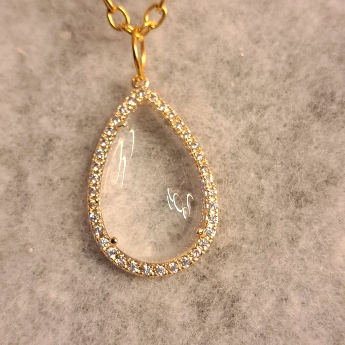 Collier doré avec pendentif strass verre transparent - photo numéro 4