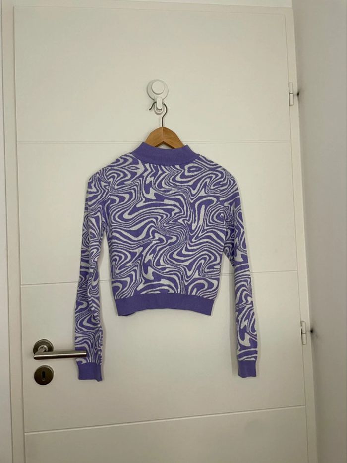 Pull violet et blanc - photo numéro 4