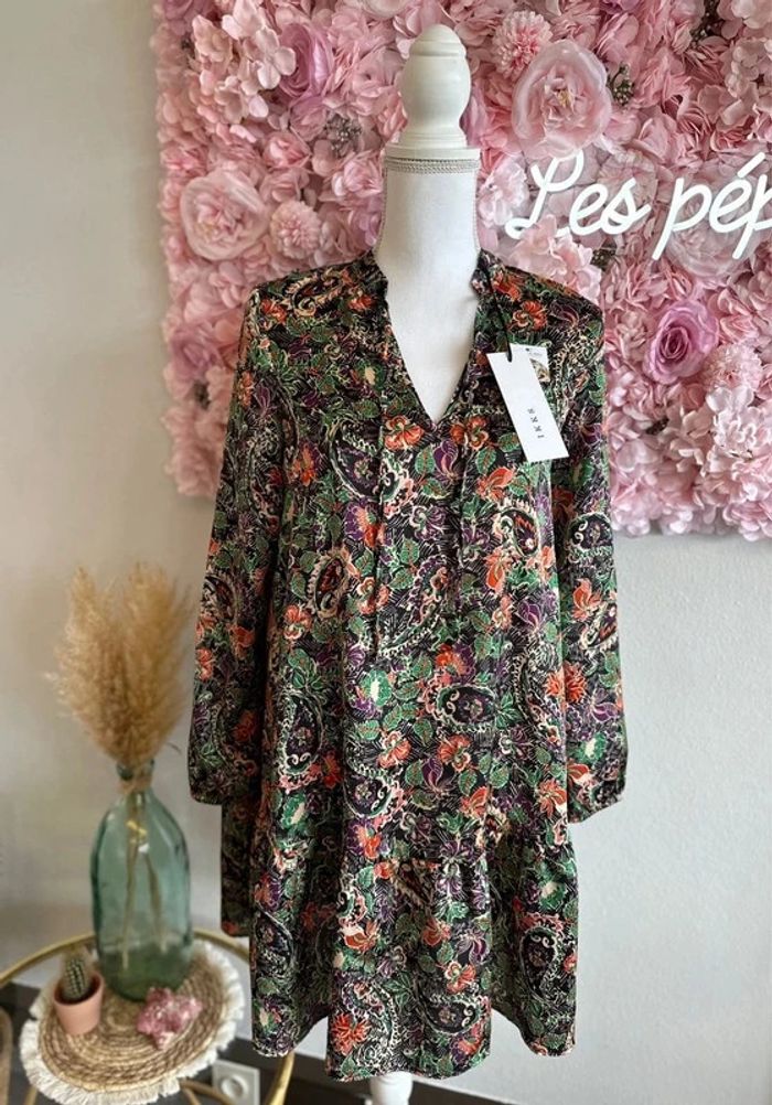 Belle robe fluide et légère à imprimé floral, taille 34 - IKKS - photo numéro 5