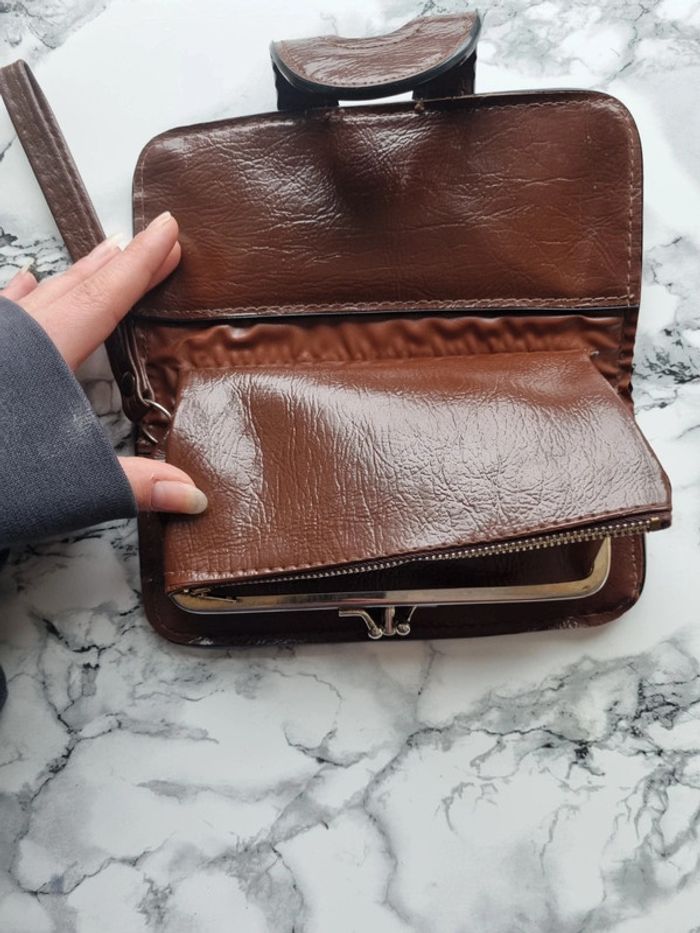 Porte monnaie en cuir marron vintage - photo numéro 15