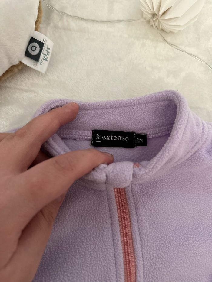 Pull polaire manches longues à fermeture éclair violet taille 9 mois In extenso - photo numéro 5
