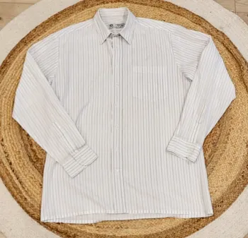 Chemise homme C&A rayée blanche/grise - Taille L - Très bon état