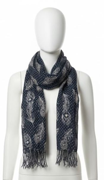 Écharpe légère et élégante motif Plume/Paon