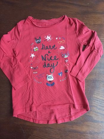 T-shirt rouge Gémo manches longues