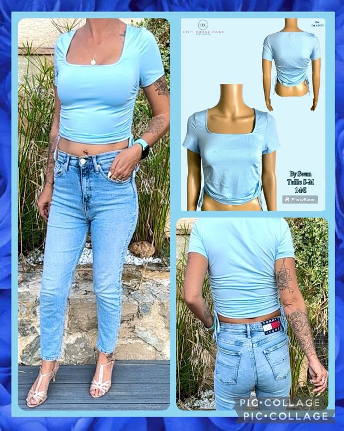 💙 Top crop bleu clair By Swann – Taille s-m SOLDE -50% 💙