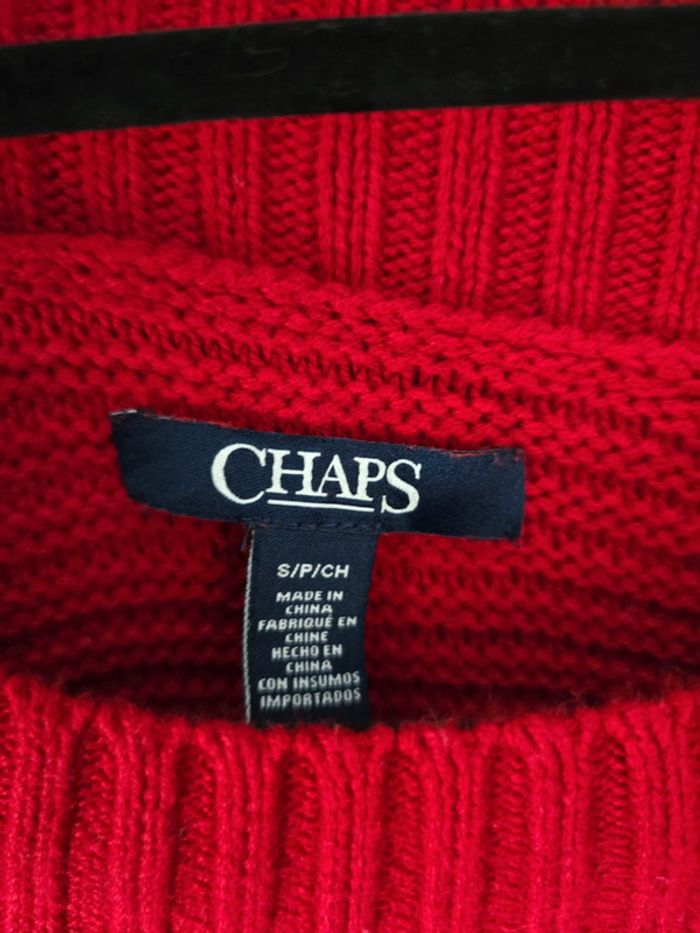 Pull Chaps col rond rouge à motif femme taille S – Élégant, tendance et confortable - photo numéro 4