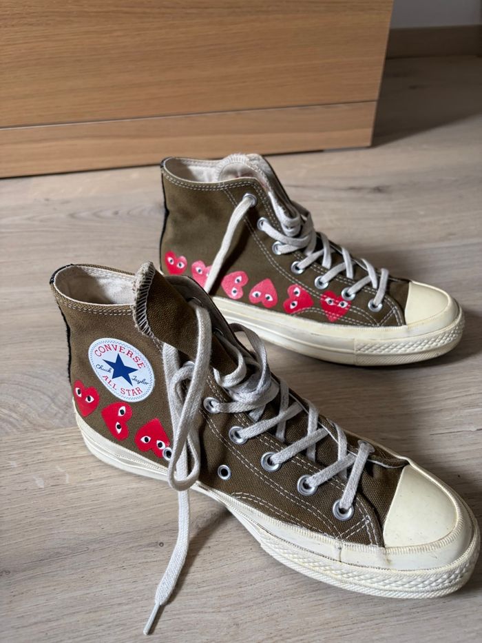 Converse x Comme des Garçons Play – Montantes kaki - photo numéro 4