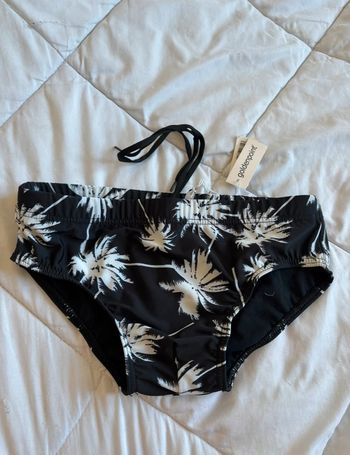 Bas de maillot de bain noir motif feuillage blanc Goldenpoint lacets taille S/36 neuf avec étiquette