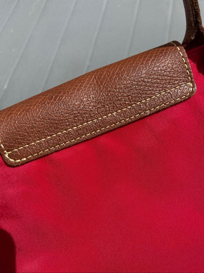 Sac à main Longchamp Le Pliage rouge/rose de taille M - photo numéro 4