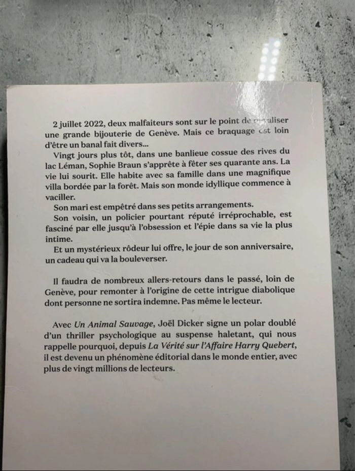 Un animal sauvage de Joel Dicker - photo numéro 2