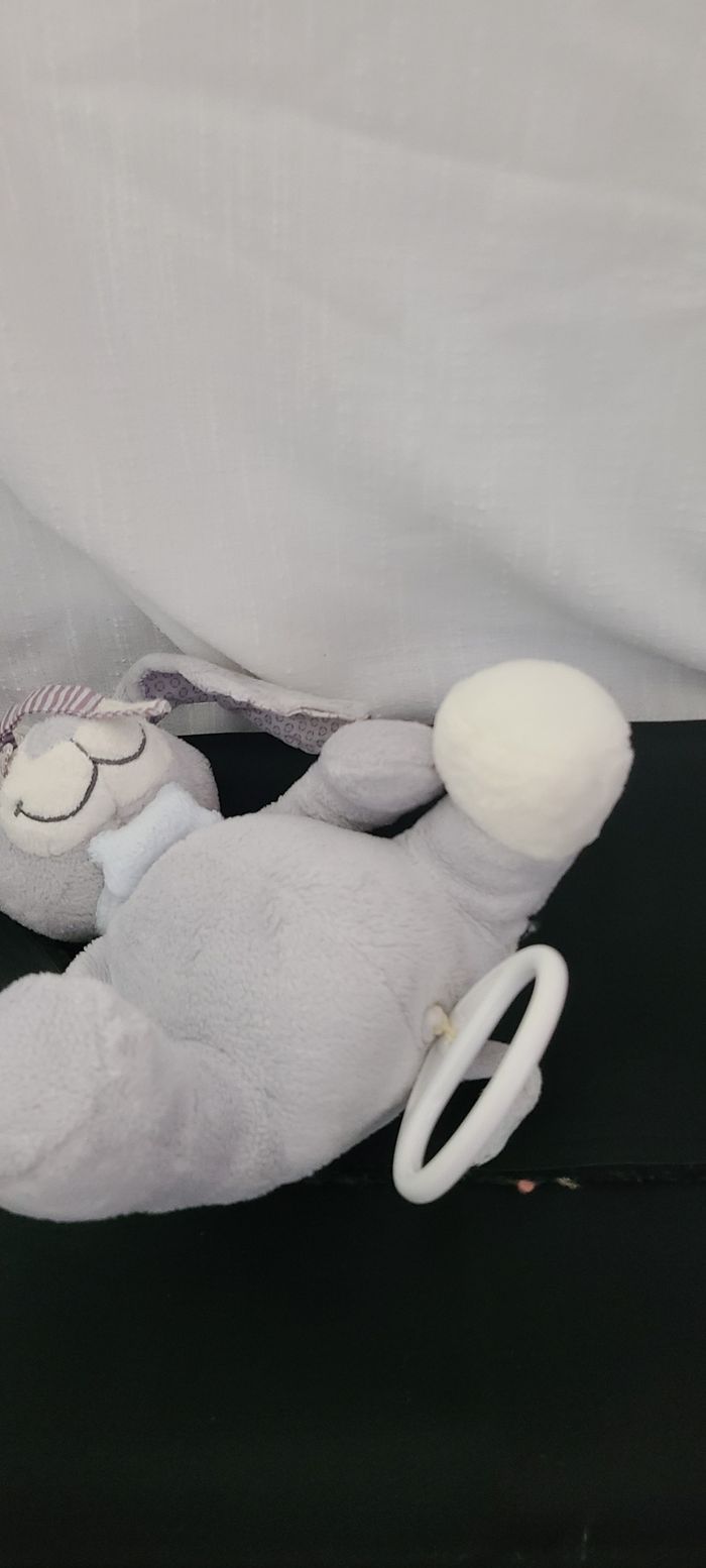 Peluche chien musicale NOUKIE'S Arthur et Merlin bleu et gris 20 cm - photo numéro 3