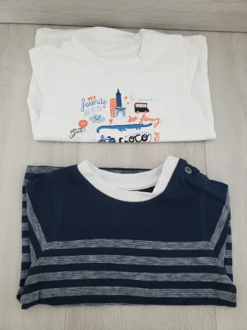 Lot de 2 t-shirts ml garçon 6 mois