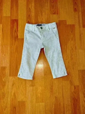 Pantacourt Okaïdi 4 ans Blanc Motifs Bleu Clair - État Impeccable !