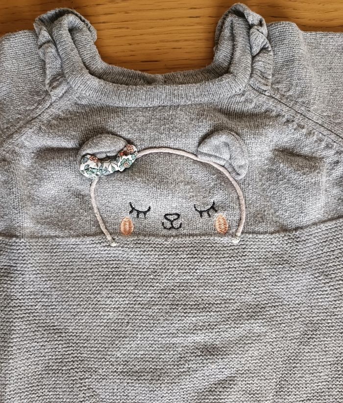 Pull Sergent Major coton motif chat gris 24 mois 86 cm fille - photo numéro 3