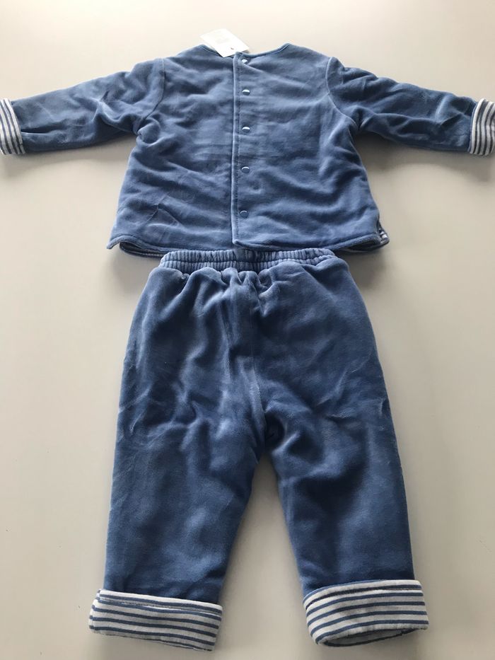 Ensemble bébé velours bleu indigo Polar love - photo numéro 2