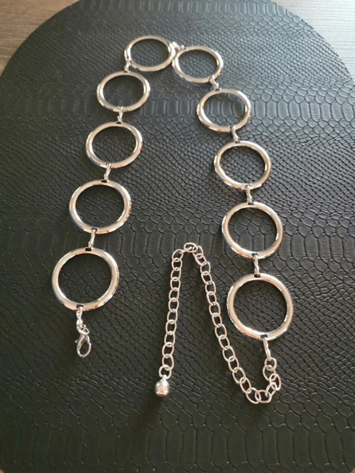 Ceinture Métal femme cercles argentés