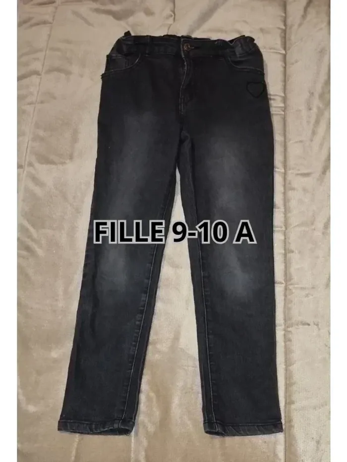 Jean slim Inextenso noir fille 9-10 ans