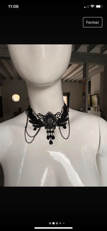 Collier ras de cou fantaisie dentelle vintage 90s